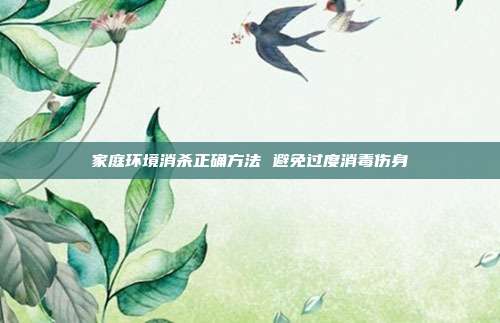 家庭环境消杀正确方法 避免过度消毒伤身