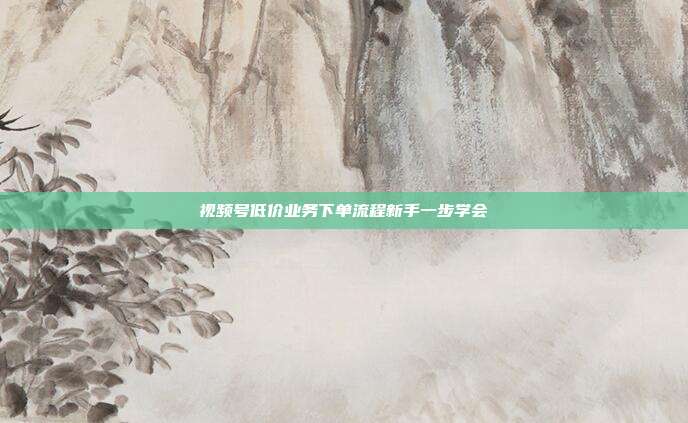 视频号低价业务下单流程新手一步学会