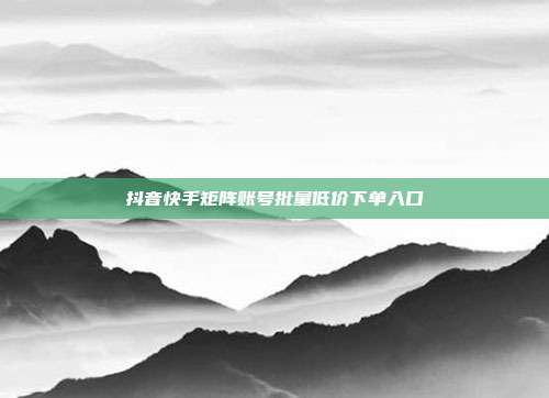 抖音快手矩阵账号批量低价下单入口