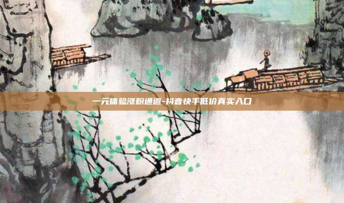 一元体验涨粉通道-抖音快手低价真实入口