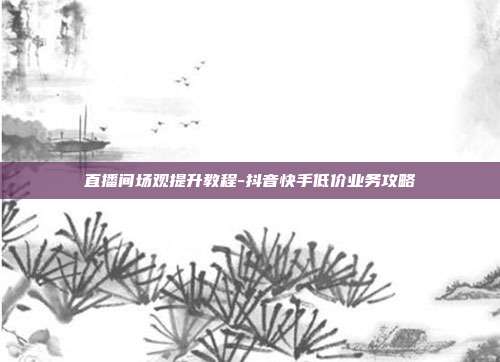 直播间场观提升教程-抖音快手低价业务攻略