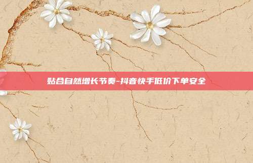 贴合自然增长节奏-抖音快手低价下单安全