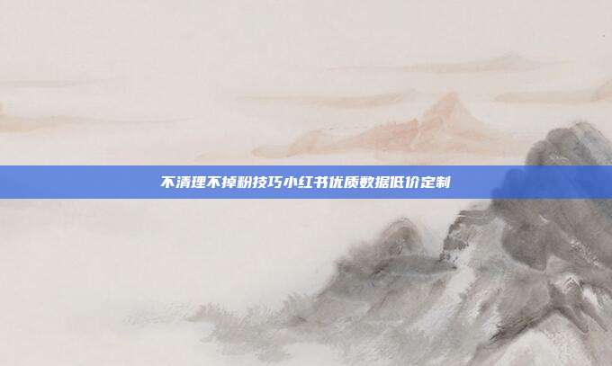 不清理不掉粉技巧小红书优质数据低价定制