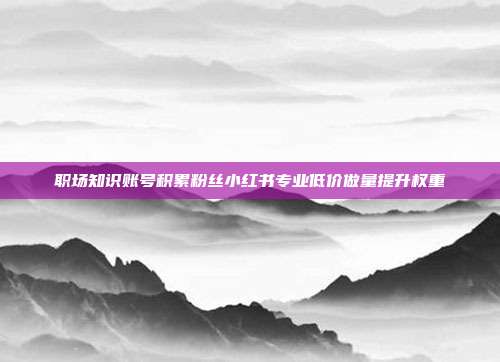 职场知识账号积累粉丝小红书专业低价做量提升权重