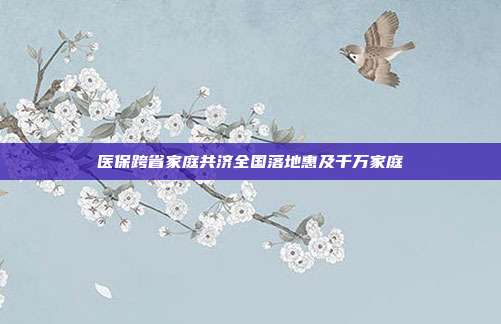 医保跨省家庭共济全国落地惠及千万家庭