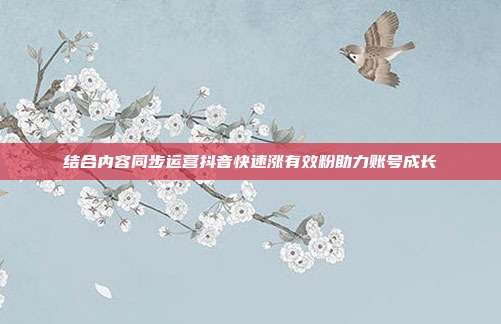 结合内容同步运营抖音快速涨有效粉助力账号成长