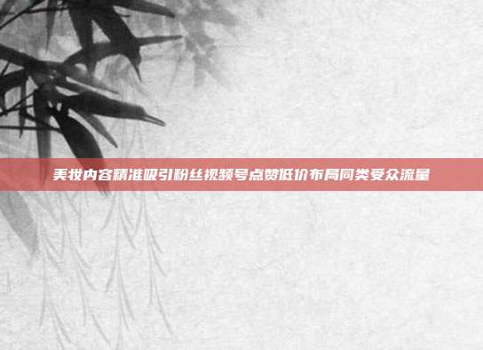 美妆内容精准吸引粉丝视频号点赞低价布局同类受众流量