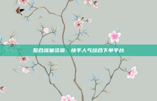 整合流量资源：快手人气综合下单平台