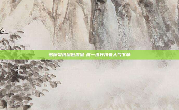 多账号批量做流量-统一进行抖音人气下单
