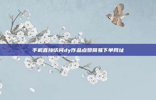 手机直接访问dy作品点赞简易下单网址