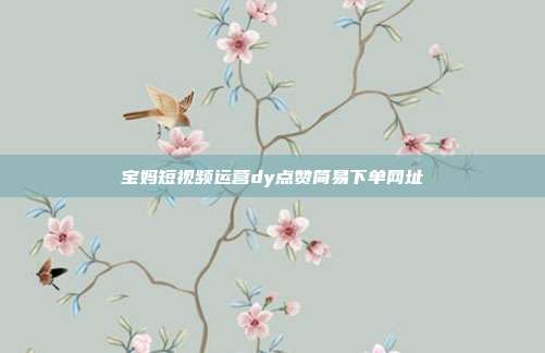 宝妈短视频运营dy点赞简易下单网址