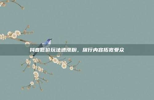 抖音低价玩法速涨粉，旅行内容拓宽受众