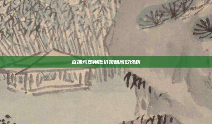 直播预热用低价策略高效涨粉