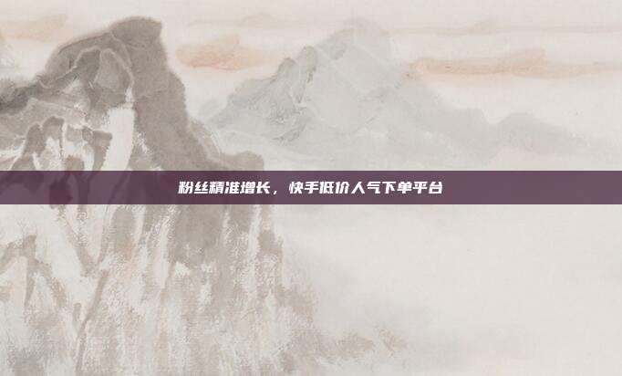 粉丝精准增长，快手低价人气下单平台