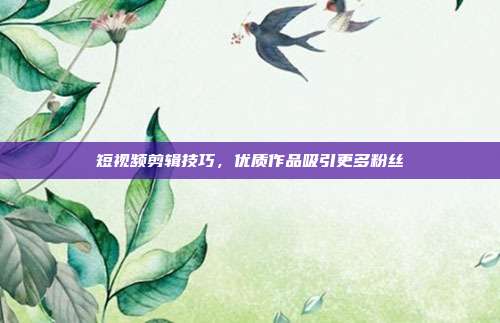 短视频剪辑技巧，优质作品吸引更多粉丝