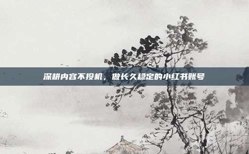 深耕内容不投机，做长久稳定的小红书账号