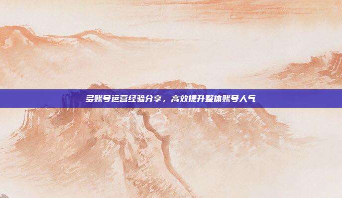 多账号运营经验分享，高效提升整体账号人气