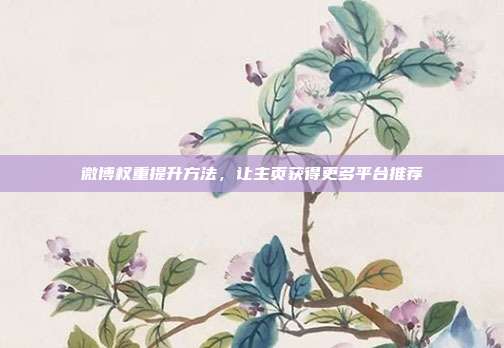 微博权重提升方法，让主页获得更多平台推荐