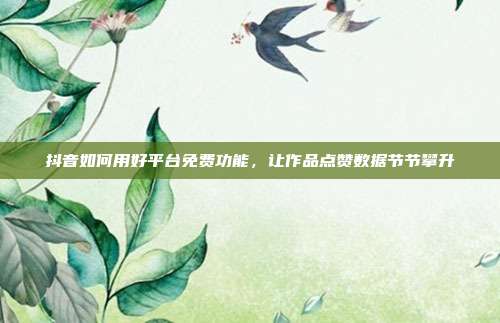 抖音如何用好平台免费功能，让作品点赞数据节节攀升