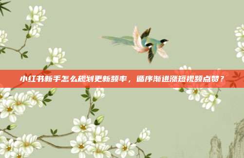 小红书新手怎么规划更新频率，循序渐进涨短视频点赞？
