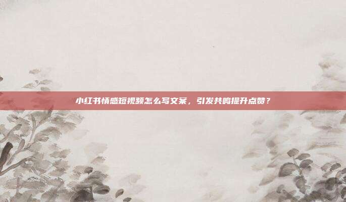 小红书情感短视频怎么写文案，引发共鸣提升点赞？