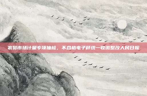 农贸市场计量专项抽检，不合格电子秤统一收缴整改人民日报