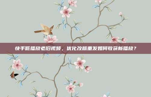 快手低播放老旧视频，优化改版重发如何收获新播放？
