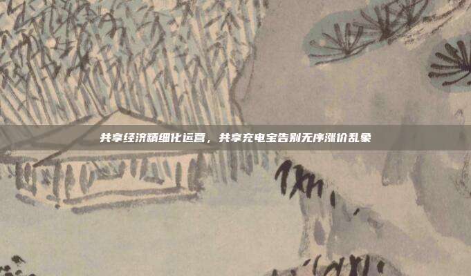 共享经济精细化运营，共享充电宝告别无序涨价乱象