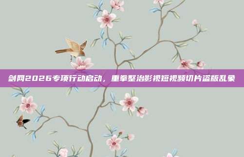 剑网2026专项行动启动，重拳整治影视短视频切片盗版乱象