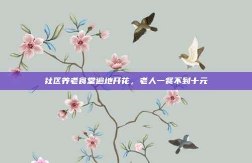 社区养老食堂遍地开花，老人一餐不到十元