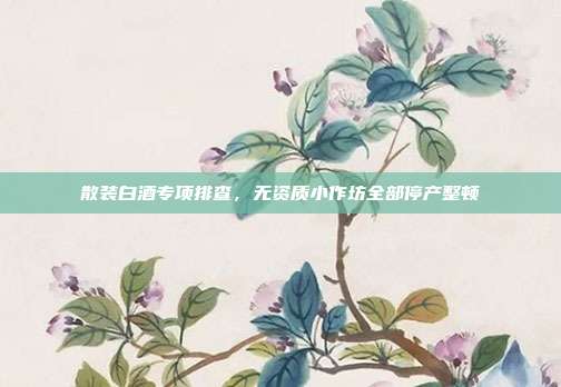 散装白酒专项排查，无资质小作坊全部停产整顿