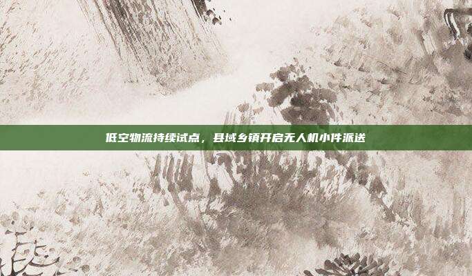 低空物流持续试点，县域乡镇开启无人机小件派送