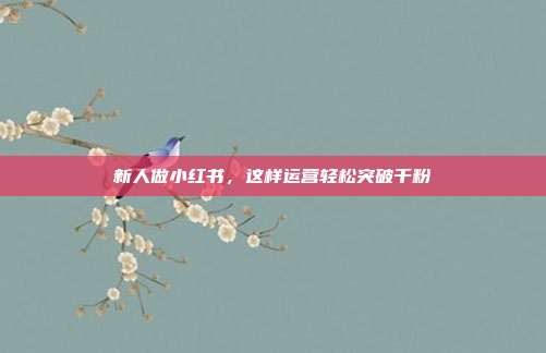 新人做小红书，这样运营轻松突破千粉